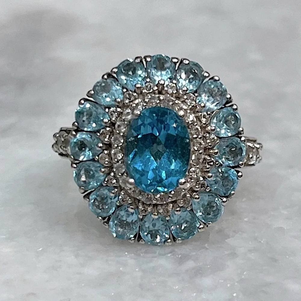 Marambaia Topaz and White Topaz Sterling Silver Cocktail Statement Ring Sz 8